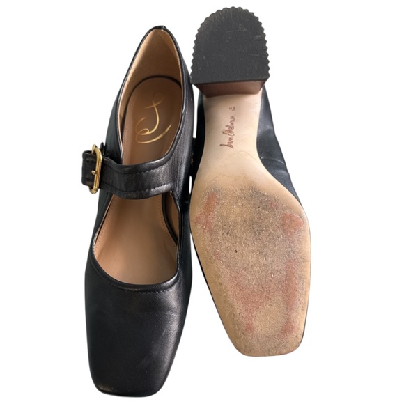 Sam Edelman Black Modern Mary Jane Women's Shoes Fluted Ridged Heels Size 8 1/2 - Picture 7 of 8